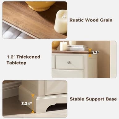 T4TREAM 7 Drawers Dresser Chests for Bedroom, Wood Vintage Chests of Drawers, Rustic Dressers Chset Organizer for Bedroom, Living Room, Hallway, Antique White - Image 6