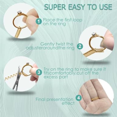 Ring Size Adjuster for Loose Rings，Kueroami Ring Adjuster Guards, 6 Sizes Tightener Resizer Fitter Rings Width 1-8 MM, Reduces Spacers Size by 0.5-1.5 (Gold) - Image 4