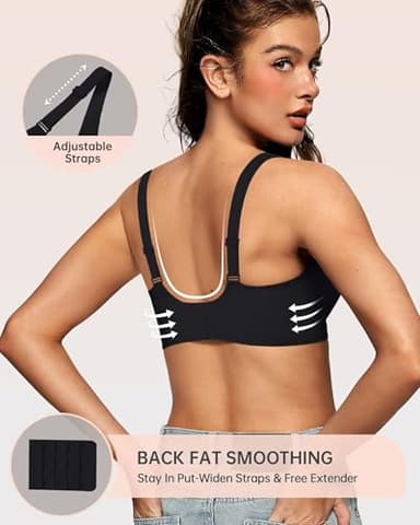 OEAK Womens Deep V Bras Wireless Comfortable Bra Supportive No Underwire Bras Tshirt Push Up Bralettes Plunge Seamless Bra Black M - Image 3