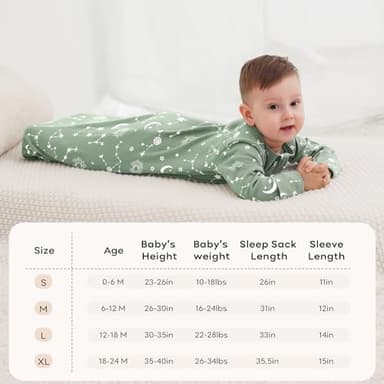 Unnivoll Baby Sleep Sack 18-24 Months 100% Cotton Long Sleeve Wearable Blanket Baby Sleep Bag with 2-Way Zipper 2 Pack 0.5 Tog Sleeping Sack for Newborn Infant - Image 6