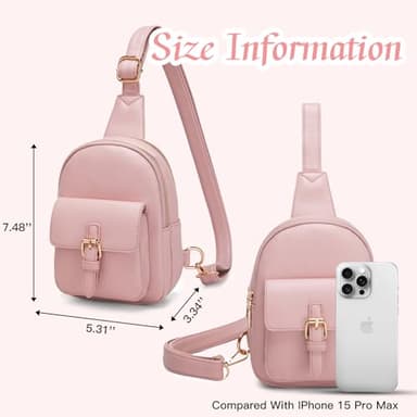 Viverte Small Sling Bag Fanny Pack for Girls Vegan Leather 3 Pockets Crossbody Purse for Women Cute Stuff Gift for Teen Girls with Adjustable Strap (Pink) - Image 6