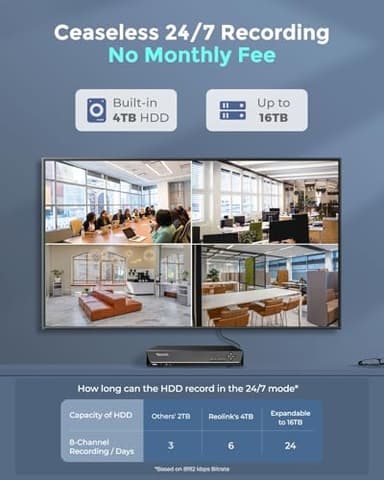 REOLINK 4K PoE Security Camera System Wired, 8pcs 8MP PoE Cameras, Smart Person/Vehicle Detection, 16CH NVR with 4TB HDD, H.265, 24/7 Recording, High Bitrate & Clear Stream, RLK16-800D8 - Image 8