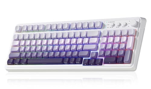 AULA S99 Wireless Keyboard, Tri-Mode Bluetooth/2.4GHz/USB-C Cute Creamy Gaming Keyboard with Number Pad RGB Backlit, Media Knob Custom Computer Keyboards for MAC Xbox PC Gamer - Gradient Purple - Image 1