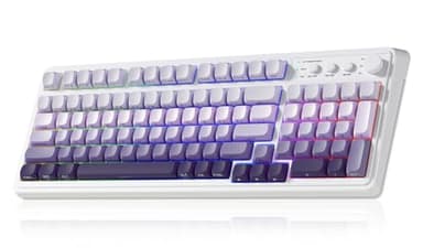 AULA S99 Wireless Keyboard, Tri-Mode Bluetooth/2.4GHz/USB-C Cute Creamy Gaming Keyboard with Number Pad RGB Backlit, Media Knob Custom Computer Keyboards for MAC Xbox PC Gamer - Gradient Purple - Image 1