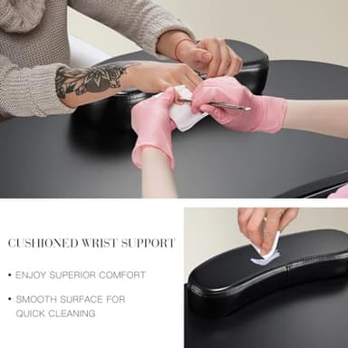 Joligrace Professional Foldable & Portable Manicure Table Nail Technician Desk Workstation with Rolling Wheels Large Drawer Client Wrist Pad Free Carrying Bag Travel Nail Tech Spa Beauty Table, Black - Image 8
