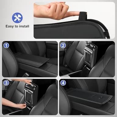 POKUNG Center Console Leather Armrest Cover Designed for 2024-2026 Refresh Model 3 Highland/Model Y Juniper 2025-2026,Center Console Accessories for Tesla Model 3/Y 2026 Interior Accessories Black - Image 5