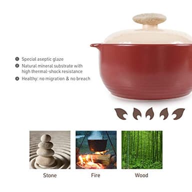 Neoflam Kiesel 2qt Non-Stick Ceramic Casserole Pot, Dutch Oven, Clay Pot, Stockpot For Stew, Soup, Steam, Scratch Resistant, Oven Safe, Heat Resistant, Plum - Image 4