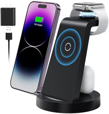 3 in 1 Charging Station for Apple Device, Wireless Charger for iPhone 16e 16 15 14 13 12 11 Pro Max & Apple Watch iwatch- Charging Stand Dock for AirPods - Image 2