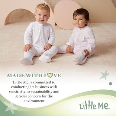 Little Me baby boys 3 Pack infant and toddler bodysuits, White/Multi Bunnies, Newborn US - Image 7