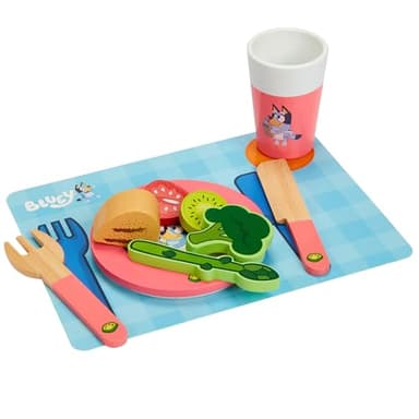 Bluey - Dine in with Bluey Set, 32-Piece Wooden Toy Set with Magic Asparagus, Plates, Utensils & More, Perfect for Role-Play & Imaginative Fun, FSC-Certified, Suitable for 3 Years & Up - Image 7
