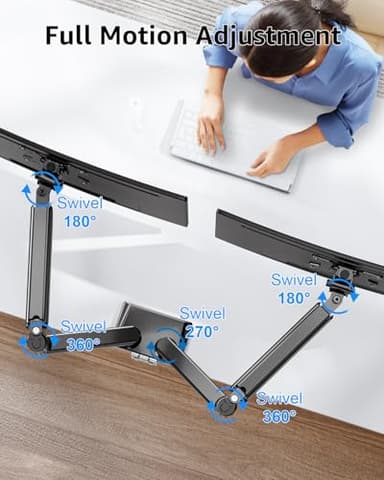 Dual Monitor Stand fits up to 32 inch, 4.4-22 lbs Computer Screens, Dual Monitor Desk Mount Height Adjustable, Monitor Arms for 2 Monitors, Home Office VESA Mounts with Gas Spring, Freelift Black - Image 5