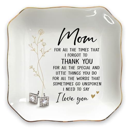 OASSIE Birthday Gifts for Mom - 4"x4" Ceramic Jewelry Dish Tray - Thank You Mom Birthday Gifts from Daughter Son, Mama Gift for Mother in Law, Appreciation Trinket Dish for Rings Earrings - Image 1
