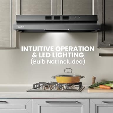 Comfee' Range Hood 30 Inch Ducted Ductless Vent Hood Durable Stainless Steel Kitchen Hood for Under Cabinet with 2 Reusable Filter, 200 CFM, 2 Speed Exhaust Fan - Image 8