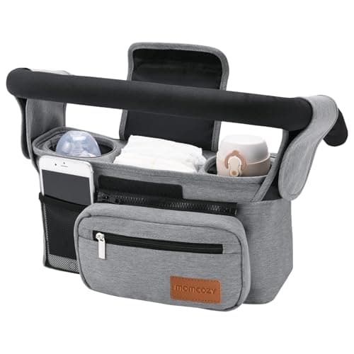 Momcozy Universal Stroller Organizer with Insulated Cup Holder Detachable Phone Bag & Shoulder Strap, Fits for Stroller like Uppababy, Baby Jogger, Britax, BOB, Umbrella and Pet Stroller - Image 1