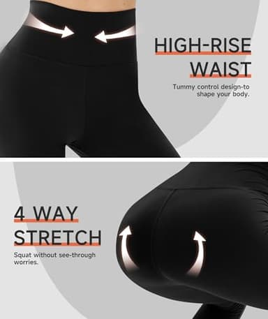 GAYHAY High Waisted Capri Leggings for Women - Soft Slim Yoga Pants for Running Cycling Workout B-Black - Image 4