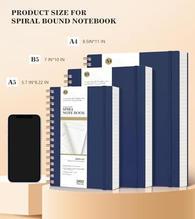 Spiral Notebook Journal, 360 Pages College Ruled Notebooks, Lined Thick Journals for Women Men,B5 Big Spiral Notebooks with 100GSM Paper, Spiral Bound Journal for Writing Work School Blue 7.6"×10" - Image 3