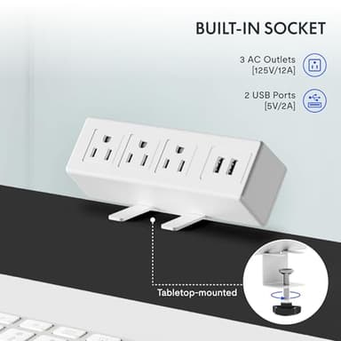 FLEXISPOT EN2 Whole-Piece Standing Desk with Clamp Power Strip, 48x24 Electric Stand Up Height Adjustable Desk with Cable Management (White Frame + 48" White Top) - Image 3