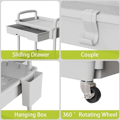 Sorgion 3 Tier Rolling Cart Organizer,Laundry Room Bathroom Organizers and Storage Office Shelves Mobile Shelving Unit Kitchen Trolley Cart with Wheels for Art,Craft,Diaper,Bedside,Snack(Grey) - Image 4