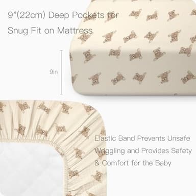 Premium Soft Cotton 52x28 Inches Muslin Crib Sheets Fitted Crib Mattress Sheet for Baby Girls & Boys, Soft Boho Neutral Toddler Bedding Bed Sheets Fits Well Standard Size Crib Mattress 28x52 Inches - Image 5
