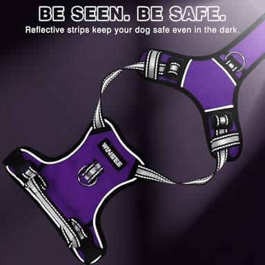 WINSEE Dog Harness No Pull, Pet Harnesses with Dog Collar, Adjustable Reflective Oxford Outdoor Vest, Front/Back Leash Clips for Small, Medium, Large, Extra Large Dogs, Easy Control Handle for Walking - Image 6