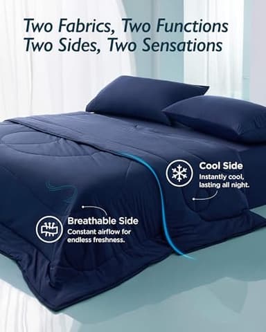 Breescape Cooling Comforter King Size - BlendTek™ Q-Max>0.46 Tech, Breathable Blanket for Hot Sleepers & Night Sweats Relief, Premium Lightweight Summer Bedding, 106x96 Inches, Twilight Blue - Image 7