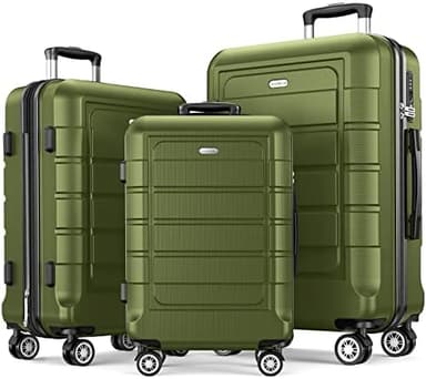 SHOWKOO Luggage Sets Expandable PC+ABS Durable Suitcase Double Wheels TSA Lock Olive Green 3pcs - Image 3