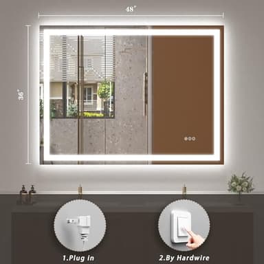 ODDSAN Led Lighted Bathroom Mirror 48x36, Dimmable Vanity Mirror with Lights, Anti-Fog (Backlit and Front Lighted) - Image 2
