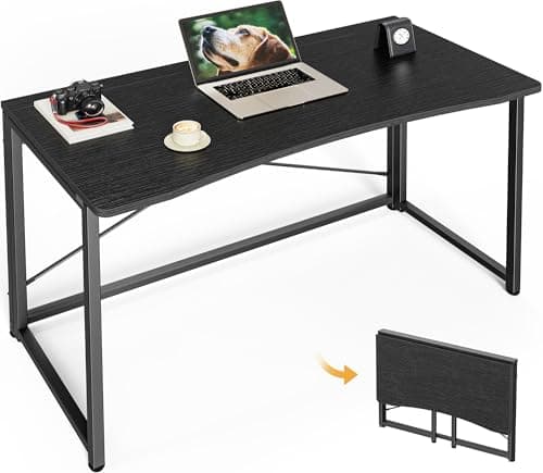 Huuger Folding Desk for Small Spaces, 39.3 Inch Foldable Computer Table, for Home Office, Study, Bedroom, Dorm, Space Saving, Small Writing Work Office Computer Desk, Easy to Fold, Black - Image 1