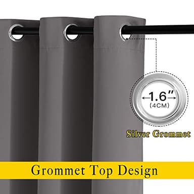 NICETOWN Grey Blackout Curtains & Drapes for Doorway - Grommet Privacy Door Curtains Noise Reducing Thermal Insulated Window Treatments for Bedroom/Living Room (2 Panels, W52 x L78) - Image 3