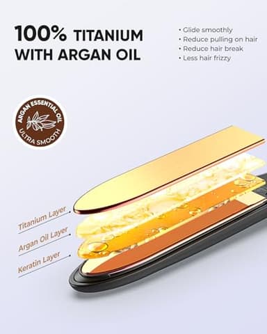 VANESSA PRO Flat Iron Hair Straightener, 100% Pure Titanium Flat Iron for One Pass to Achieve a Sleek Look, Curls Beautifully & Straightens Well - 1 inch - Image 2