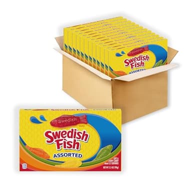 SWEDISH FISH Assorted Soft & Chewy Candy, 12 - 3.5 oz Boxes - Image 1