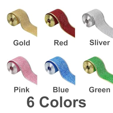 20 Yards Green Glitter Wired Ribbon with Gold Metallic Edge, 2 Inch Christmas Ribbon for Wreath, Tree Decoration, Home Decor (Green, 20 Yard) - Image 4