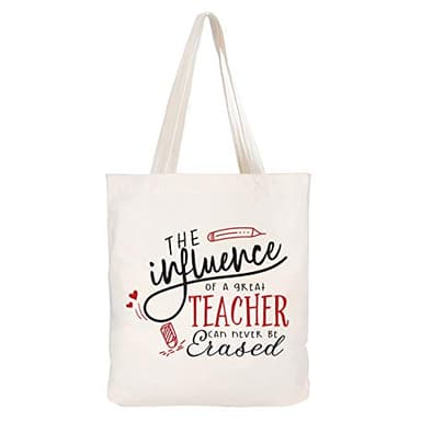 ELEGANTPARK Teacher Appreciation Gifts for Women Teacher Gifts for Retirement Valentines Day Birthday Graduation Christmas Thank You Ivory Cotton Canvas Tote Shoulder Bag with Interior Pocket - Image 3