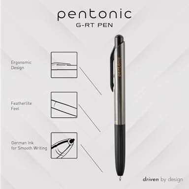 Pentonic GR-T Retractable Gel Pens, 10 Count, Black Ink, 0.7 mm Fine Point, Smooth Writing For Journaling, Note Taking, Office & School (1002363) - Image 3