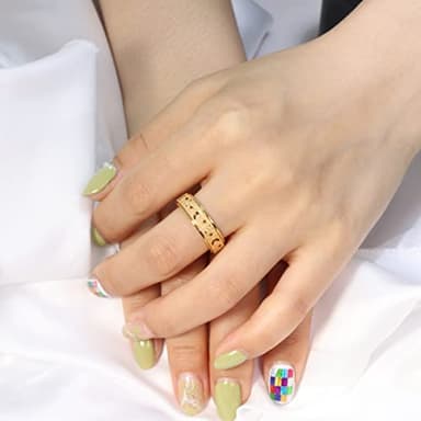 OreilleStar Anxiety Ring for Women Spinner Ring Stainless Steel Fidget Toys Adults Fidget Spinner Ring Fidgit Ring (Moon Star-Gold, 8) - Image 4