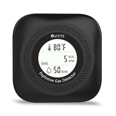 3 in 1 Natural & Propane Gas Detector, Plug in Natural Gas, Propane, Temp, Humidity and Explosive Gas Alarm; Design for Home, Apartment & RV; with LCD Screen (Black) - Image 1