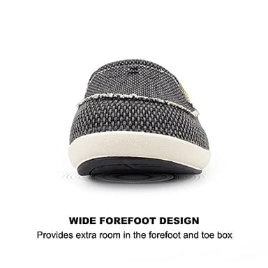 Mens Slippers with Arch Support, Canvas House Slipper for Men with Suede Insole and Velvet Lining, Slip on Clog House Shoes with Indoor Outdoor Anti-Skid Rubber Sole, Black, 9.5 - Image 7