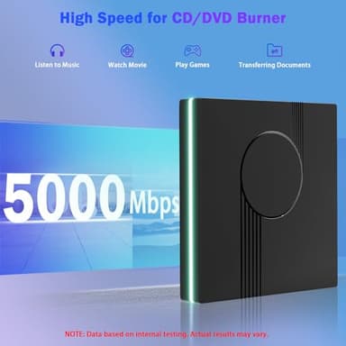 RGB External CD/DVD Drive for Laptop, External CD Drive USB 3.0 Type-C Portable DVD Player, CD Burner +/-RW Optical Drive, Slim CD ROM External Drive for Laptop Desktop PC Windows Mac (Black) - Image 4