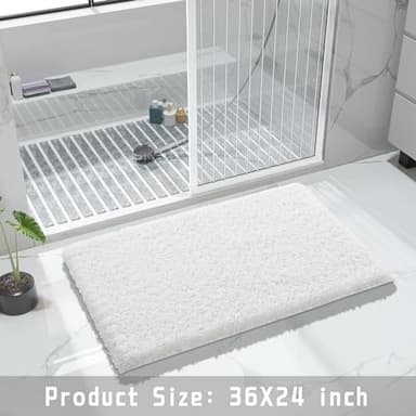 Yimobra Bathroom Rugs Non Slip Washable 36x24, Ultra Soft and Water Absorbent Bath Mats, Plush Fluffy Shower Mat Outside, Luxury Microfiber Thick Carpet Matts for Bathroom Floor/Tub, Off White - Image 6