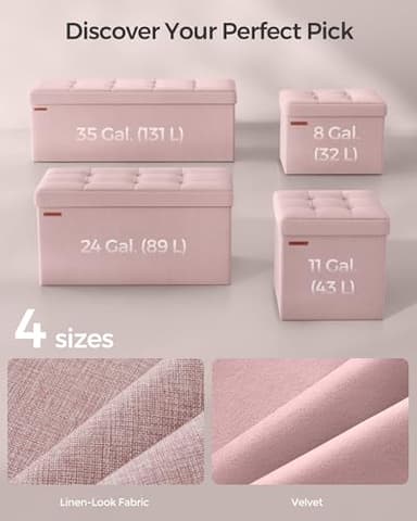 SONGMICS MAZIE Collection - 43 Inches Folding Storage Ottoman Bench, Ottoman Foot Rest, End of Bed Bench, Storage Chest, Load 660 lb, for Living Room, Bedroom, Entryway, Jelly Pink ULSF077R11 - Image 6