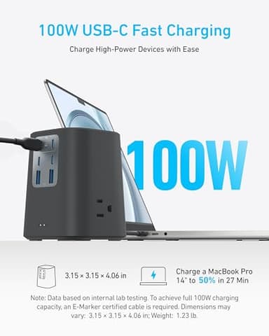 Anker Charging Station (100W), 9-in-1 USB-C Power Strip with 300J Surge Protection, for iPhone 16 and MacBook, 5 ft Flat Cable and Plug, 4 USB-C and 2 USB-A Ports, 3 AC Outlets, for Home, Office - Image 3
