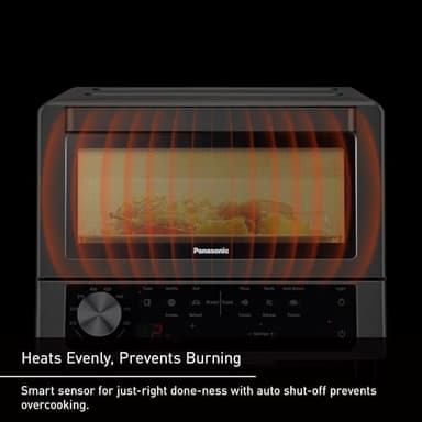 Panasonic FlashXpress Toaster Oven Countertop, 4-Slice Compact Size w/Double Infrared Heating, PFAS-free, 6 Auto Cook Options & Precise Temperature Control, 1300W - NB-G200P (Stainless Steel) - Image 3