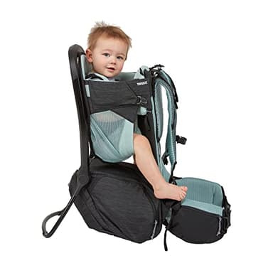 Thule Sapling Child Carrier Backpack - Machine Washable Seat - Self-Standing Frame - Adjustable Padded Straps for Parents - Ergonomic seat with Under-Leg Support for Child - UPF 50 Sunshade,Black - Image 4