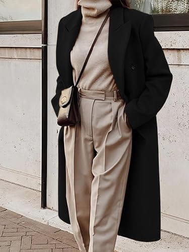 IDEALSANXUN Winter Coats for Women 2025 Trendy Black Trench Coat Peacoat Jackets Long Wool Dress Coats Winter Clothes, Black, L - Image 4