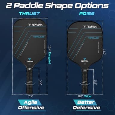 TENVINA Pickleball Paddles, Multi-Layer T700SC Textured Carbon Fiber Pickleball Paddle, 4-Types of Shapes and Thicknesses, Strong Spin & Power Surface of USAPA Approved Pickle Ball Paddle - Image 4