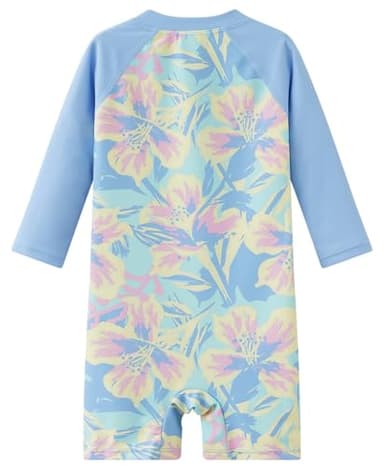 UMELOK Baby Girls' One Piece Swimsuit Infant Swimwear Rash Guard Swim Suit Full Zip with Long Sleeve UPF 50+ Sun Protection Swimsuit Purple Begonia Flower,18M - Image 2