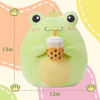 PLAYNICS Large Frog Plush Pillow Stuffed Animal Toy,Big Size Cute Soft Toys 13" Fat Kawaii Hugging Pillows Cuddle Huggable Plushie,Gift for Kids - Image 3