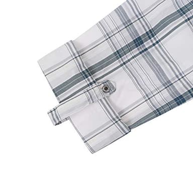 COEVALS CLUB Men's Long Sleeve Casual Western Two Pockets Work Plaid Pearl Snap Button Up Shirt (White Plaid/L, 28#) - Image 4