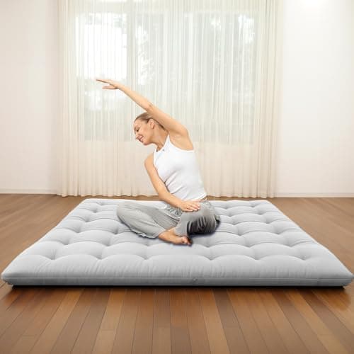 Syrinx Japanese Floor Futon Mattress, Foldable Tatami Sleeping Pad for Adults & Kids, Roll-Up Floor Bed or Bench Cushion - Image 1