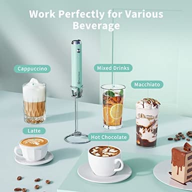 Maestri House Rechargeable Milk Frother with Stand, LunaFro Handheld Electric Foam Maker Waterproof Detachable Stainless Steel Whisk Drink Mixer Foamer for Lattes, Cappuccino - Image 7
